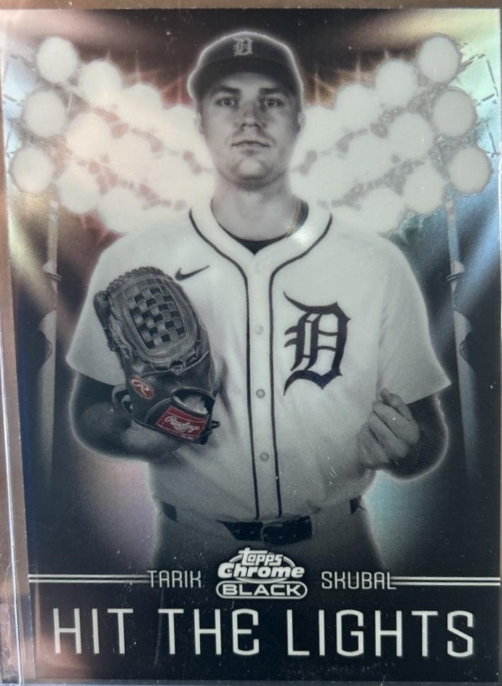 Tarik Skubal #HTL-11 Baseball Cards 2025 Topps Chrome Black Hit the Lights