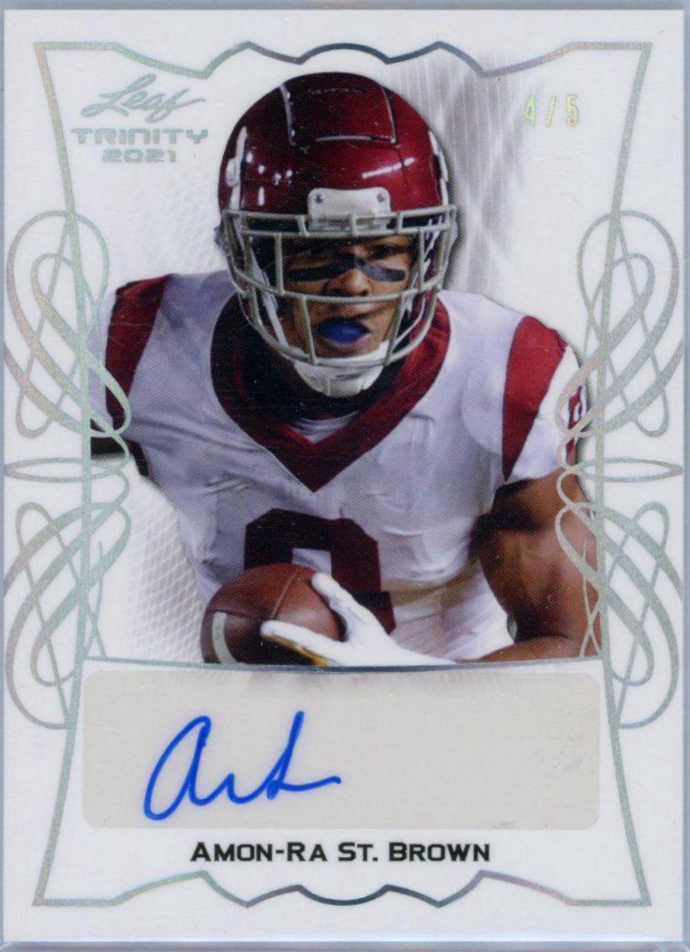 Amon Ra St. Brown #TPA-ARS Football Cards 2021 Leaf Trinity Portrait Autographs