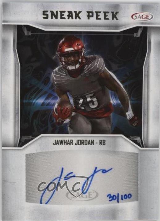 Jawhar Jordan #SPA-JJ Football Cards 2024 Sage HIT Sneak Peek Autograph