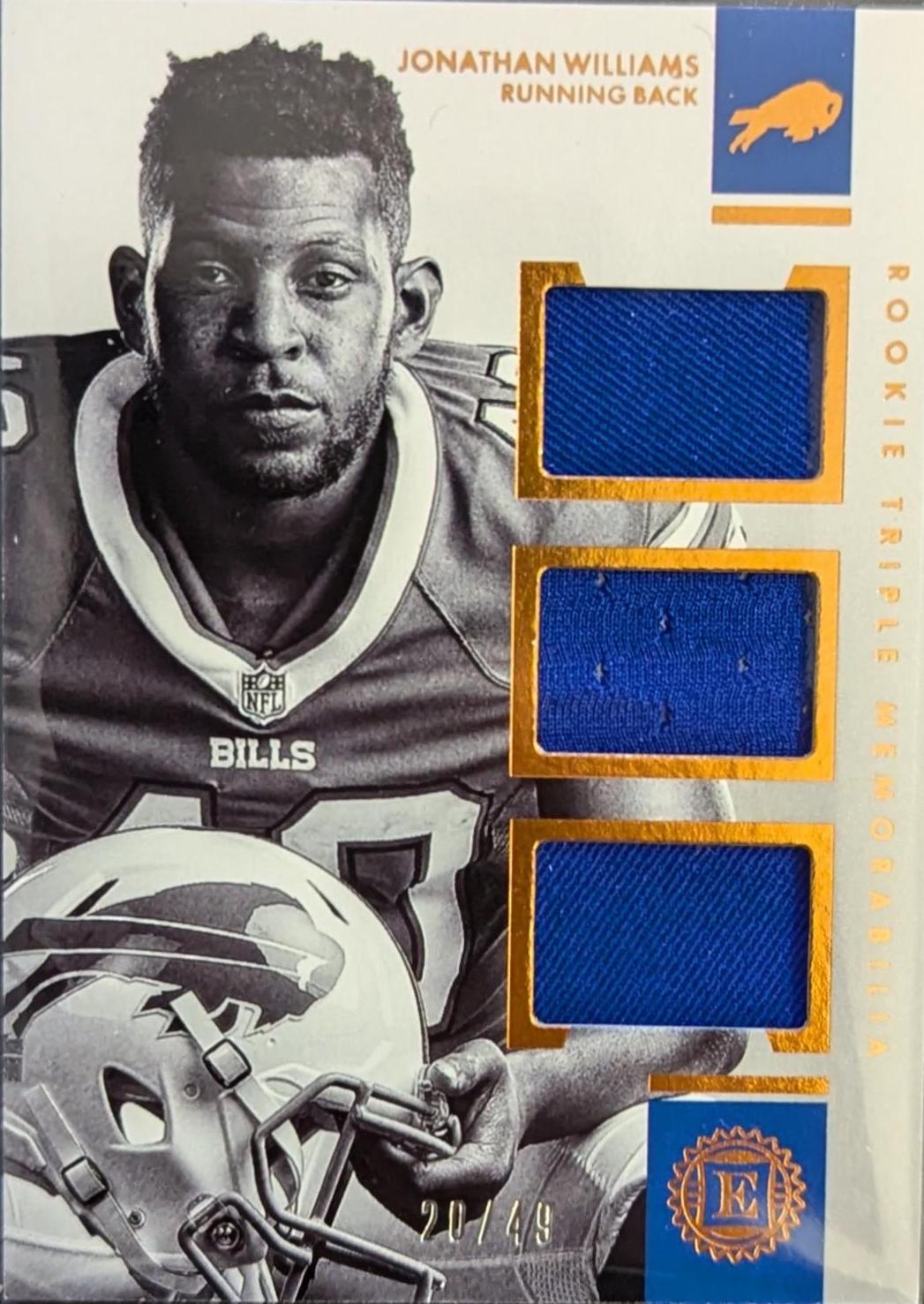 Jonathan Williams #18 Football Cards 2016 Panini Encased Rookie Triple Memorabilia