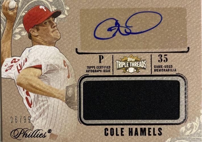 Cole Hamels #UAJR-CHA Baseball Cards 2014 Topps Triple Threads Unity Jumbo Relic Autographs