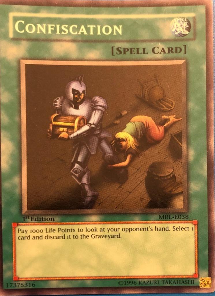 confiscation yugioh card Amazon.com: Yu-Gi-Oh! - Confiscation (MRL-038) - Magic Ruler - 1st Edition main image 1