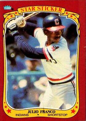 Julio Franco #40 Baseball Cards 1986 Fleer Star Stickers