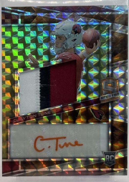 Clayton Tune #36 Football Cards 2023 Panini Spectra Rookie Autograph Neon Orange