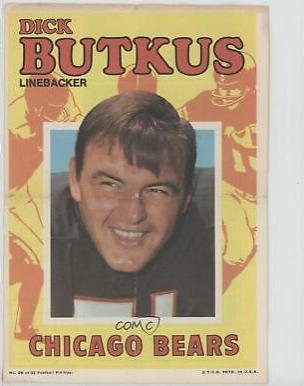 Dick Butkus #28 Football Cards 1971 Topps Pin Ups