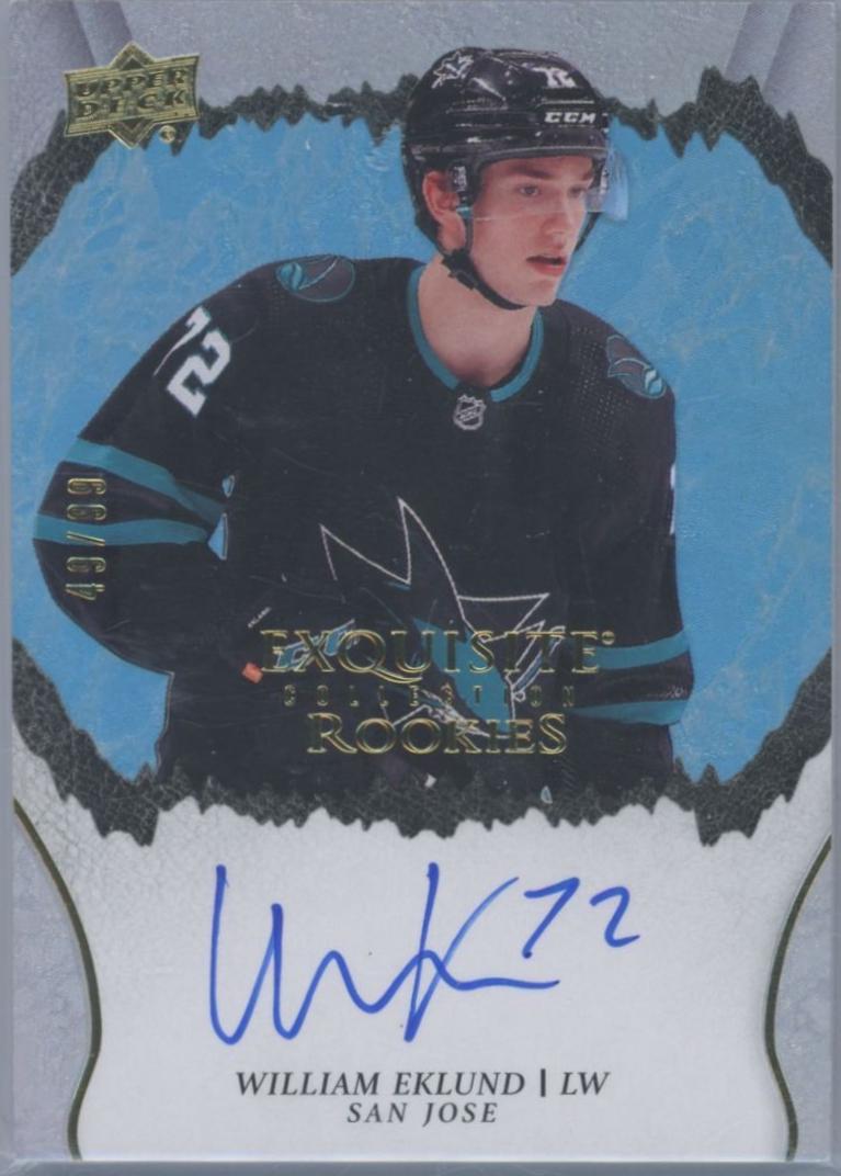 William Eklund #R-WE Hockey Cards 2021 Upper Deck Ice Exquisite Collection Rookie Signatures