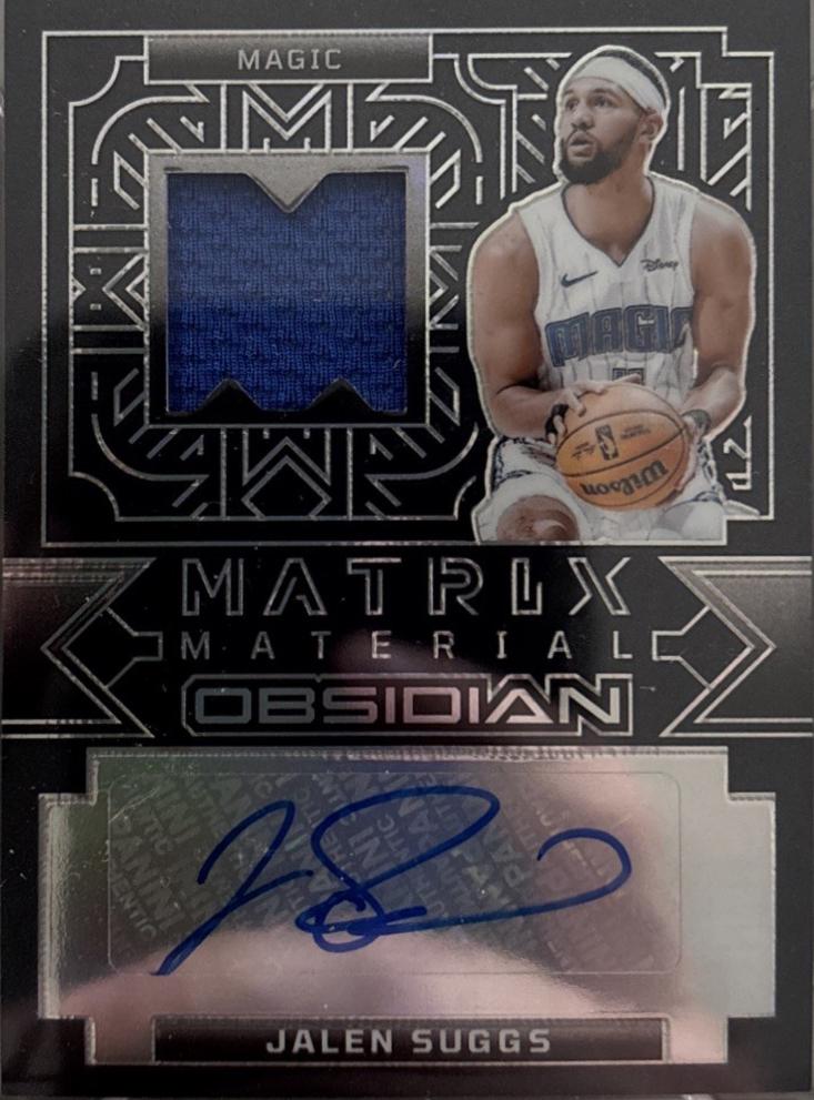 Jalen Suggs #MM-SUG Basketball Cards 2023 Panini Obsidian Matrix Material Auto
