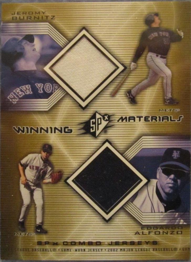 Jeromy Burnitz Edgardo Alfonzo #WM-BA Baseball Cards 2002 SPx Winning Materials Jersey Combos