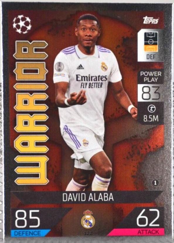 David Alaba #122 Soccer Cards 2022 Topps Match Attax UEFA League