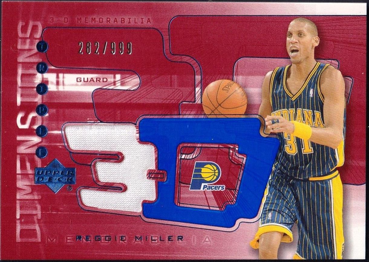 Reggie Miller #3DW19 Basketball Cards 2003 Upper Deck Triple Dimensions 3-D Warmups
