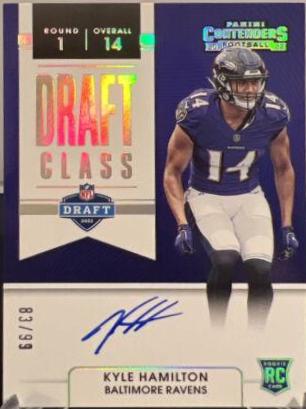 Kyle Hamilton #DCA-KHA Football Cards 2022 Panini Contenders Draft Class Autographs RPS