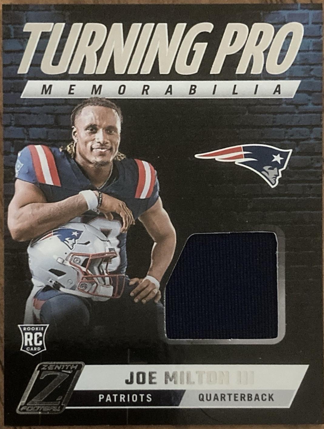 Joe Milton III #10 Football Cards 2024 Panini Zenith Turning Pro Memorabilia