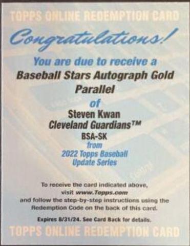 Steven Kwan [Gold] #BSA-SK
