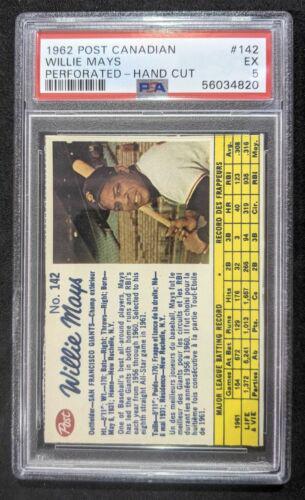 Willie Mays #142 1962 Post Canadian Baseball
