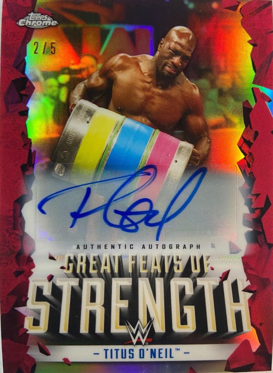 Titus O'Neil #GFA-TO Wrestling Cards 2021 Topps Chrome WWE Great Feats of Strength Autographs