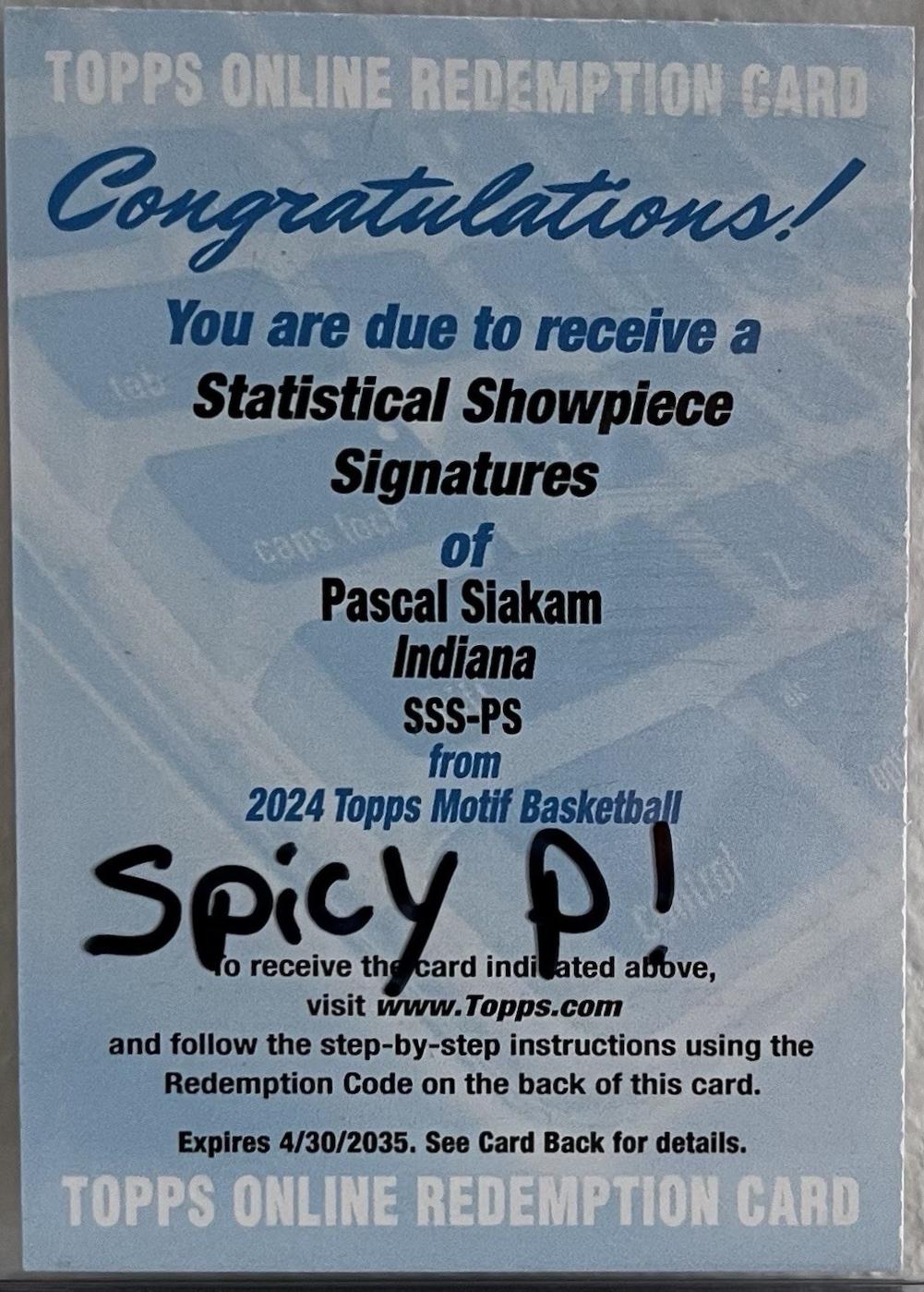 Pascal Siakam #SSS-PS Basketball Cards 2023 Topps Motif Statistical Showpiece Signatures