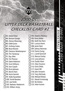 Checklist 2- 83-164 Basketball Cards 2000 Upper Deck