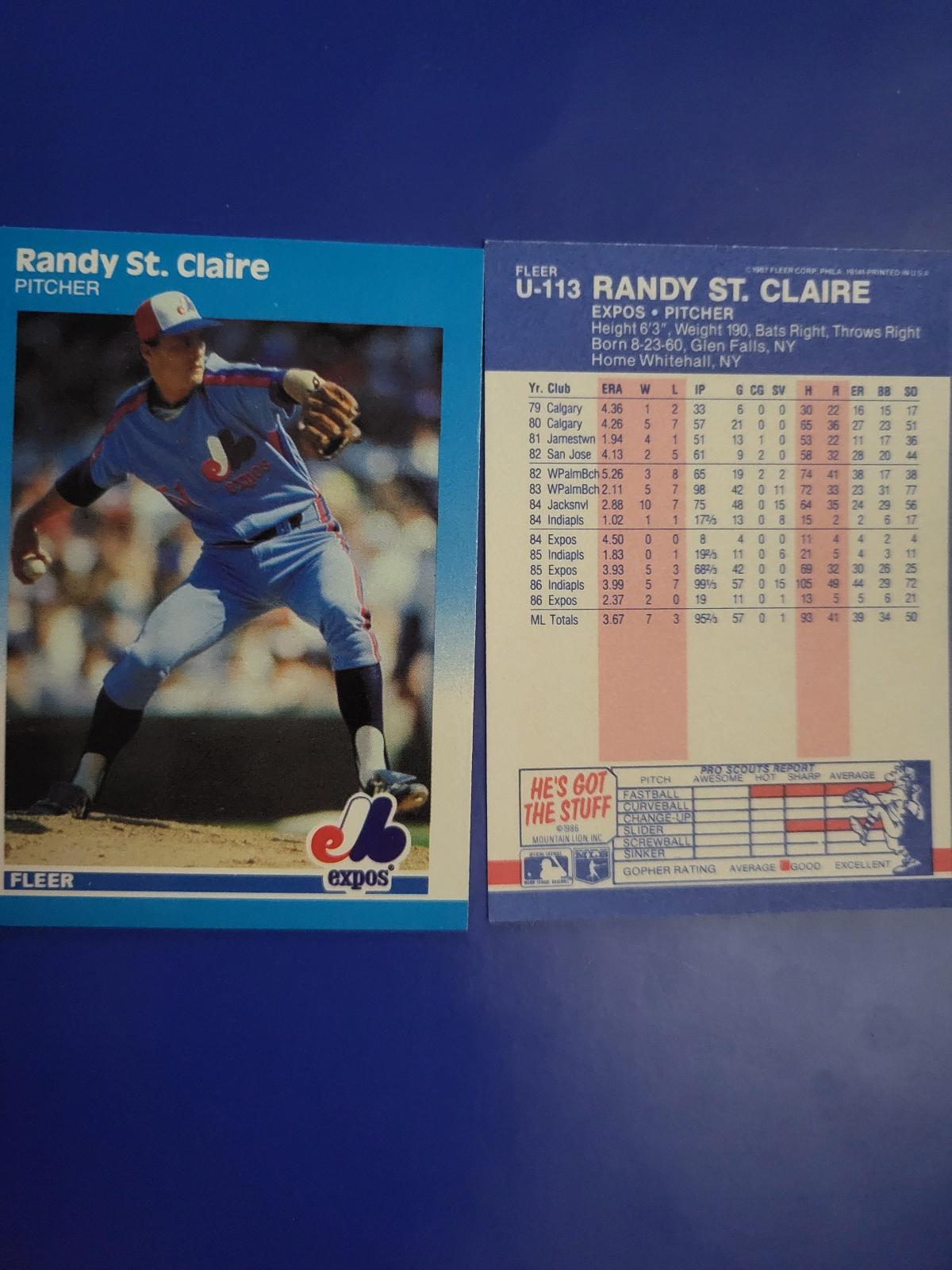 Randy St. Claire #U-113 Baseball Cards 1987 Fleer Update