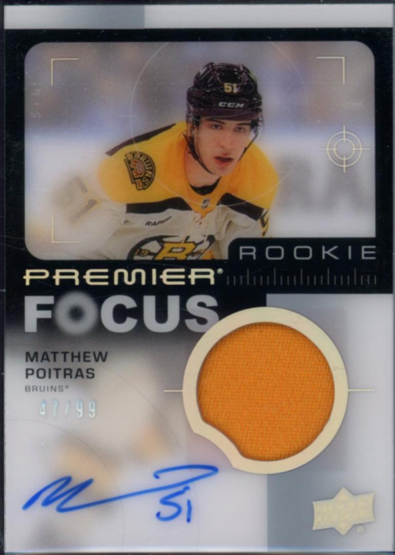 Matthew Poitras #PFR-MP Hockey Cards 2023 Upper Deck Premier Focus Auto Patch Rookie
