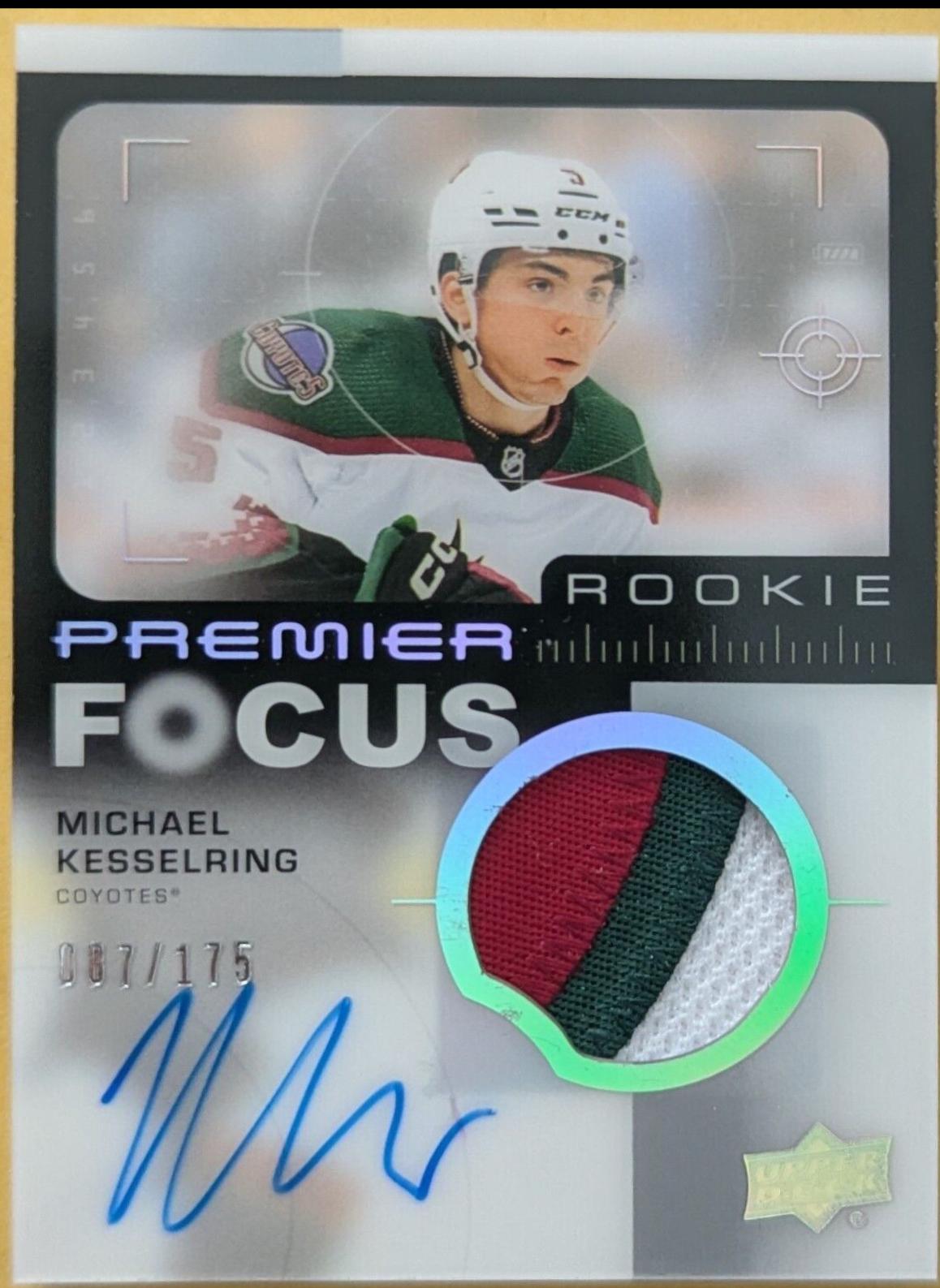 Michael Kesselring #PFR-KE Hockey Cards 2023 Upper Deck Premier Focus Auto Patch Rookie