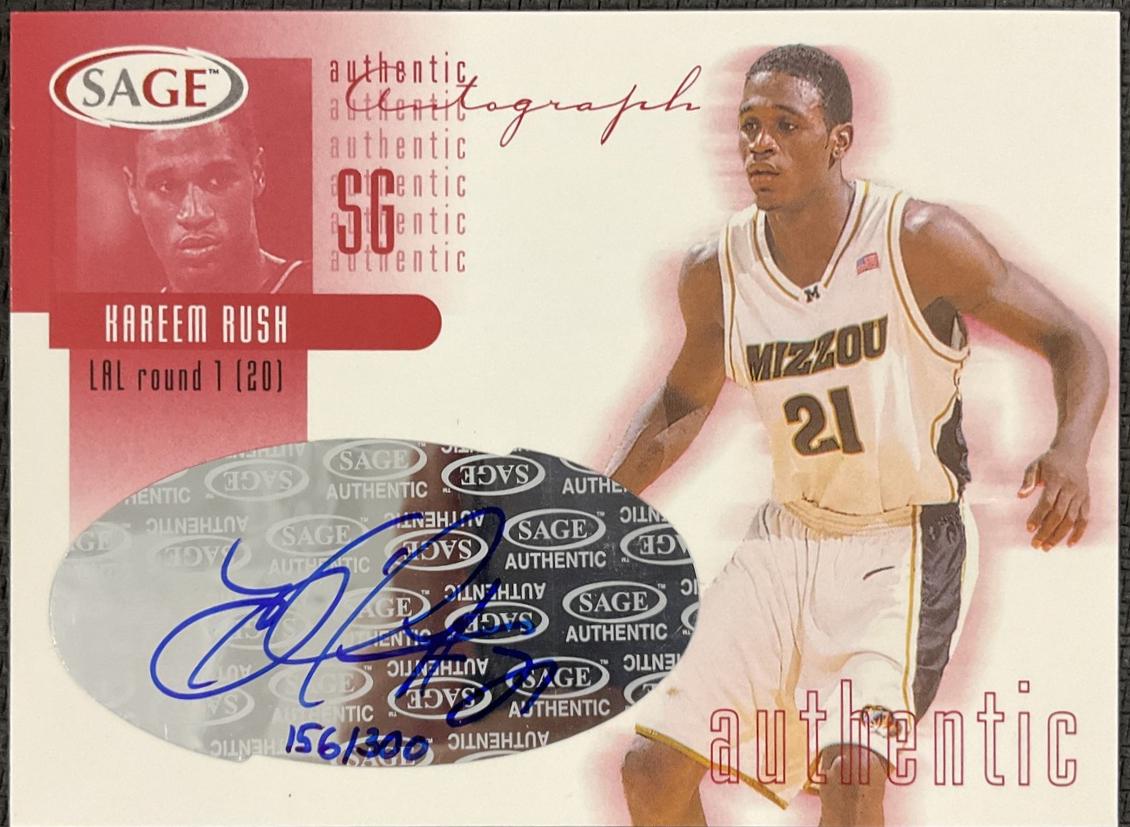 Kareem Rush #A25 2002 Sage Autograph Basketball