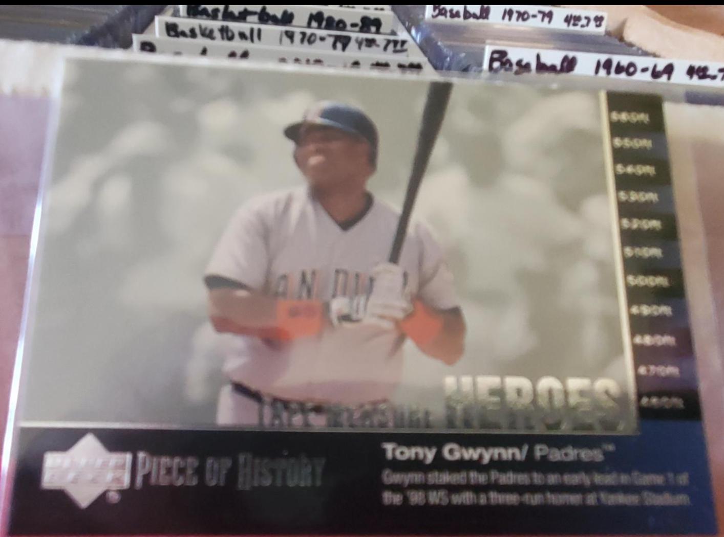 Tony Gwynn #TM12 Baseball Cards 2002 Upper Deck Piece of History Tape Measure Heroes