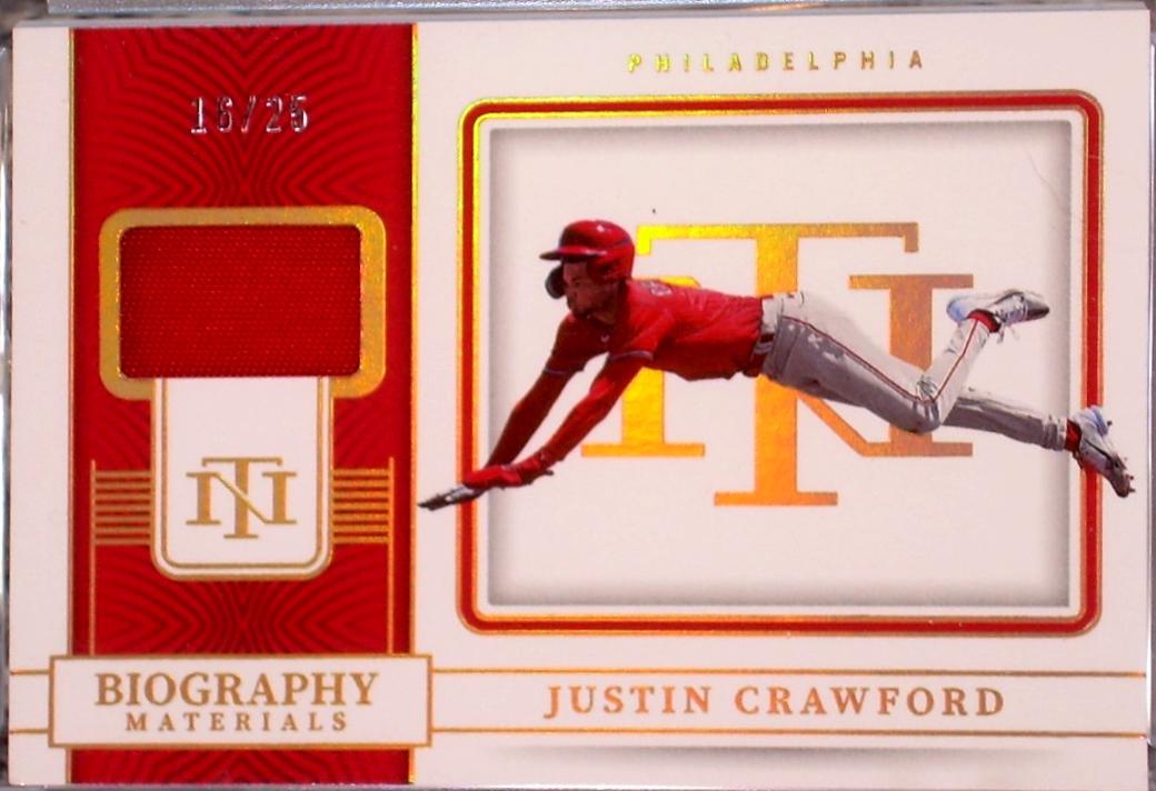 Justin Crawford #37 2023 Panini National Treasures Baseball Biography Materials