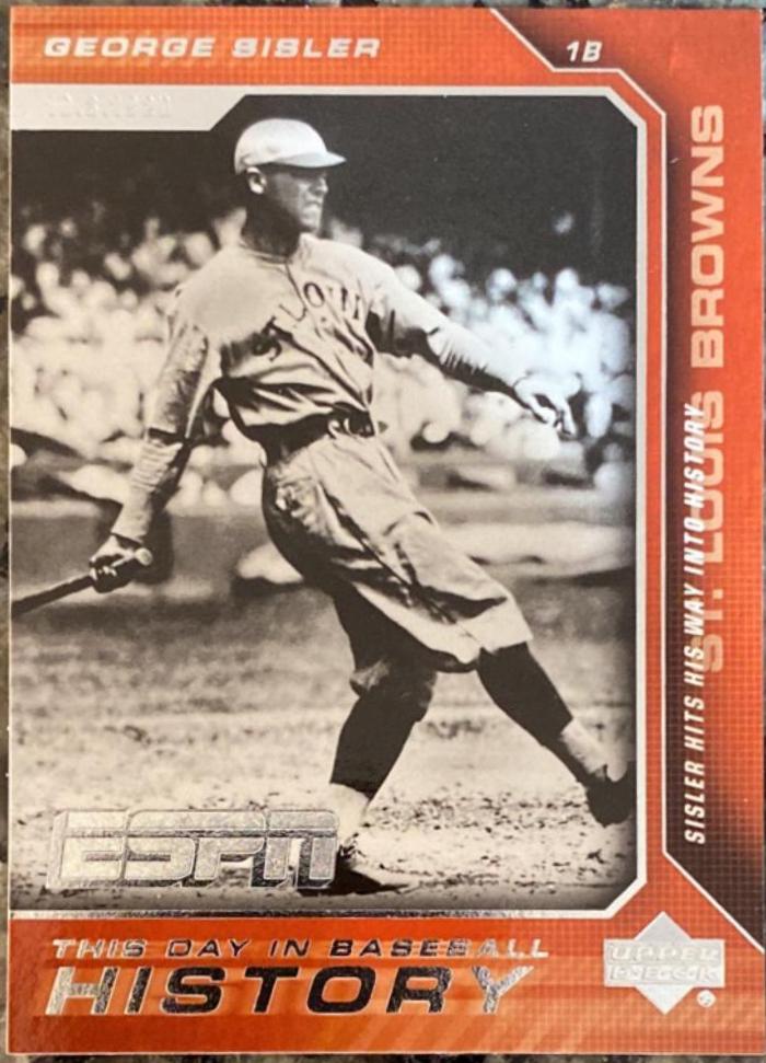 George Sisler #BH-19 Baseball Cards 2005 Upper Deck ESPN This Day in Baseball History