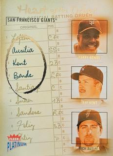 Barry Bonds, Jeff Kent, Rich Aurilia