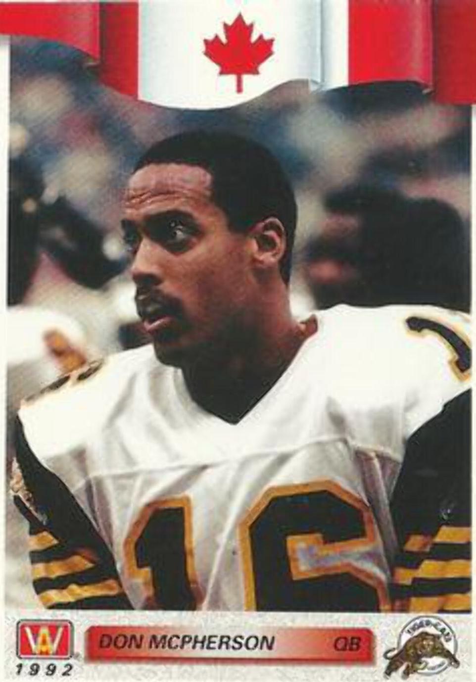 Don McPherson #175 1992 All World Cfl Football