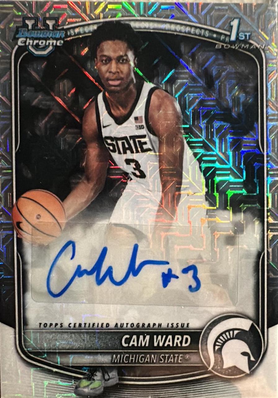 Cam Ward #CPA-CW 2025 Bowman Mega Box Chrome Prospect Autograph Mojo Basketball