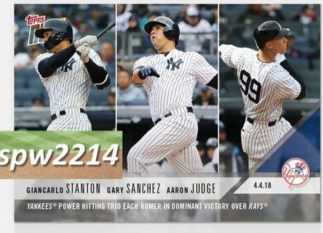 Aaron Judge, Gary Sanchez, Giancarlo Stanton #35 Baseball Cards 2018 Topps Now
