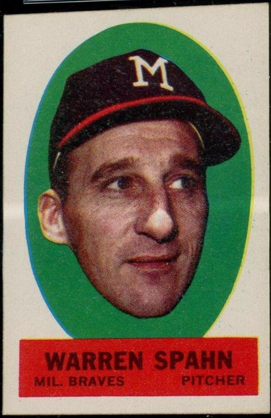 Warren Spahn Baseball Cards 1963 Topps Peel Offs