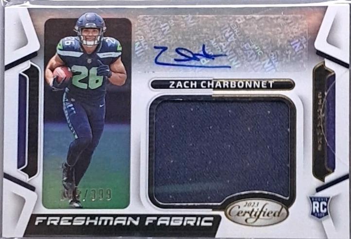 Zach Charbonnet #FFMS-40 2023 Panini Certified Freshman Fabric Mirror Signatures Football