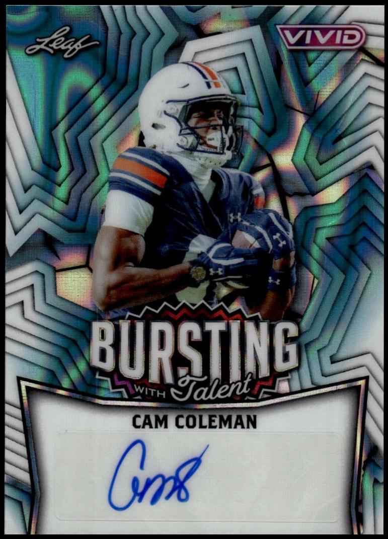 Cam Coleman #TA-CC1 2025 Leaf Vivid Football Bursting With Talent Autographs