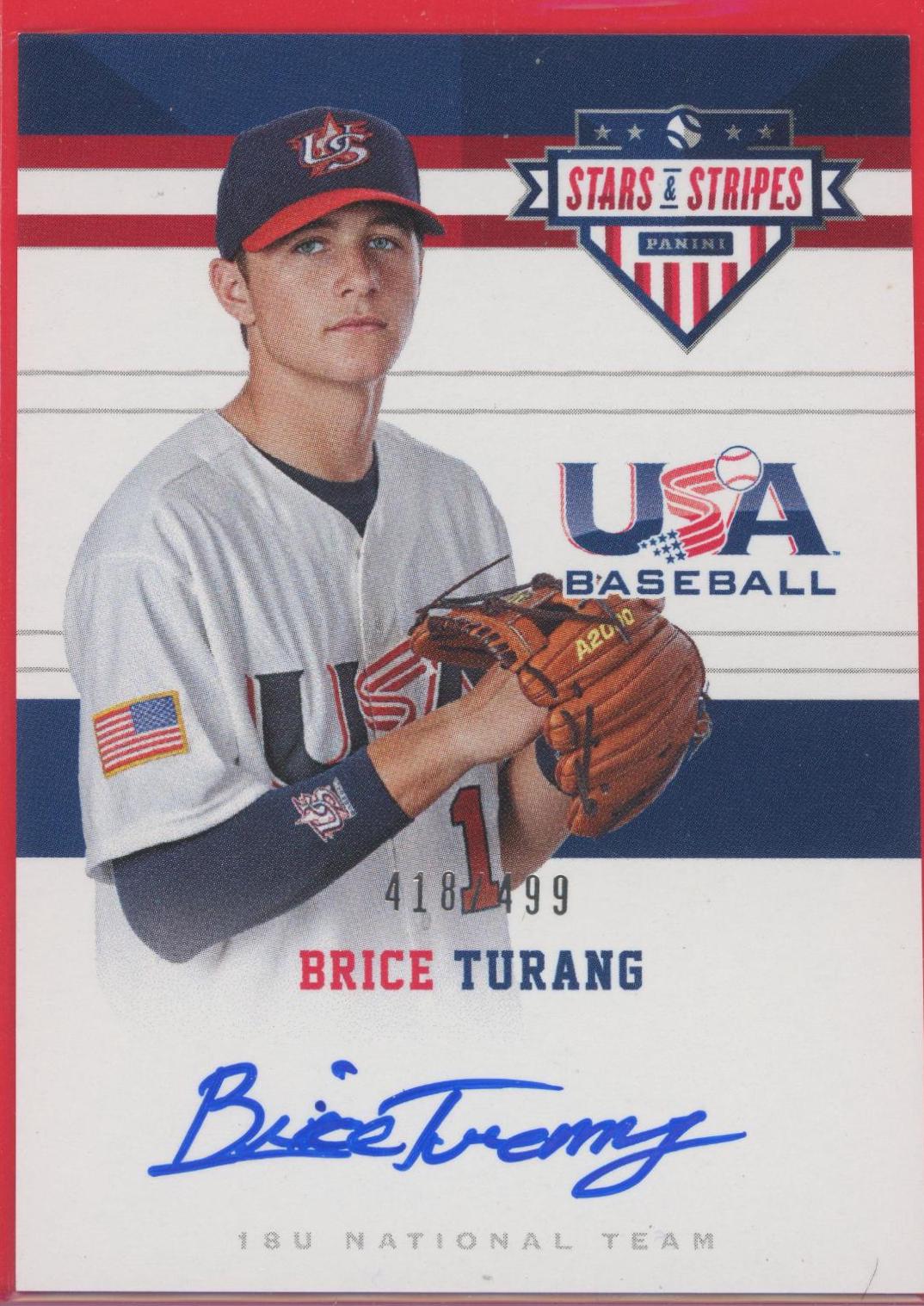 Brice Turang #39 Baseball Cards 2017 Panini USA Stars & Stripes 18U National Team Signatures