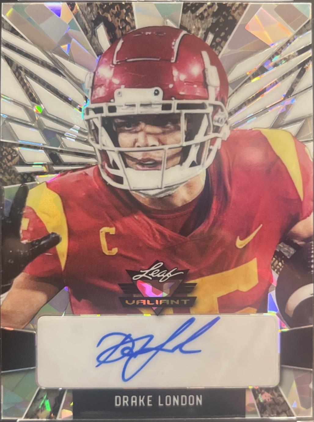 Drake London #PA-DL1 2022 Leaf Valiant Autographs Portrait Football