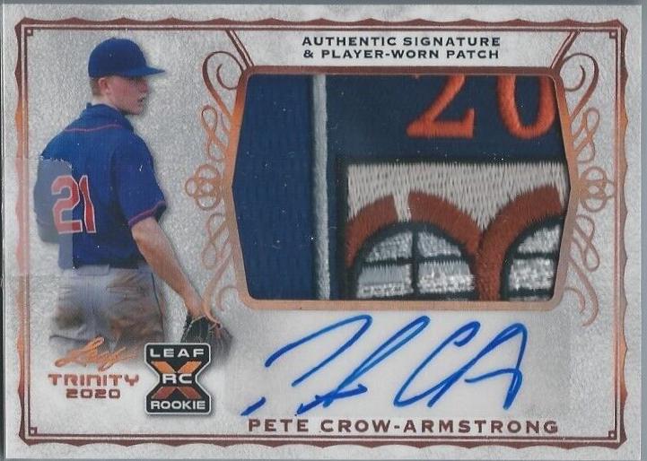 Pete Crow Armstrong #PA-PCA 2020 Leaf Trinity Patch Autographs Baseball