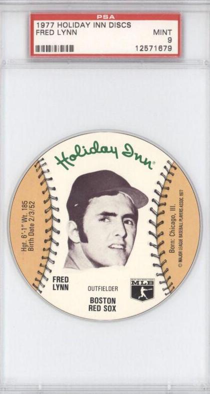 Fred Lynn Baseball Cards 1977 Holiday Inn Discs
