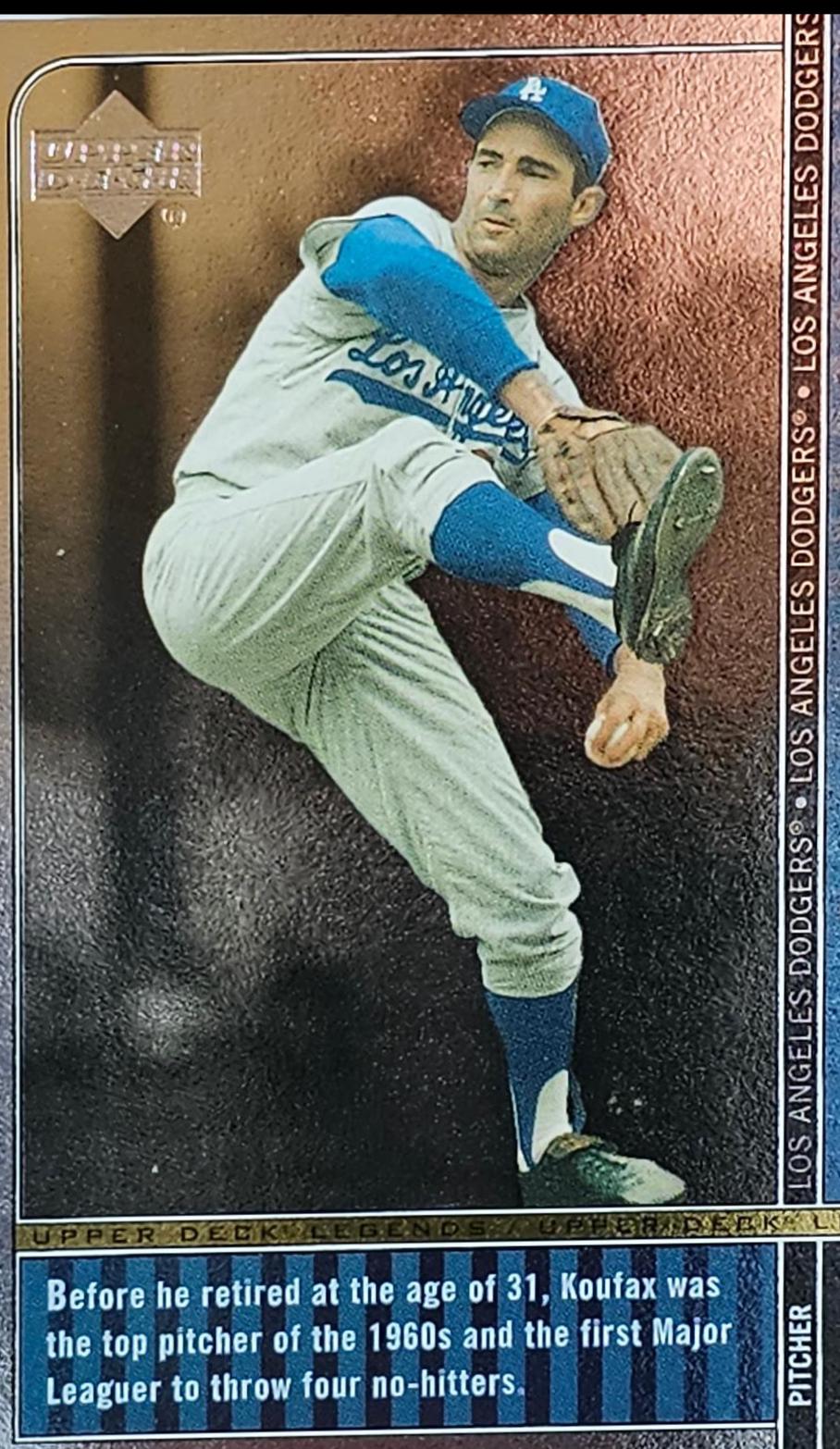 Sandy Koufax #28 Baseball Cards 2000 Upper Deck Legends