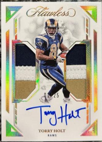 Torry Holt #4 Football Cards 2023 Panini Flawless Dual Patch Autographs