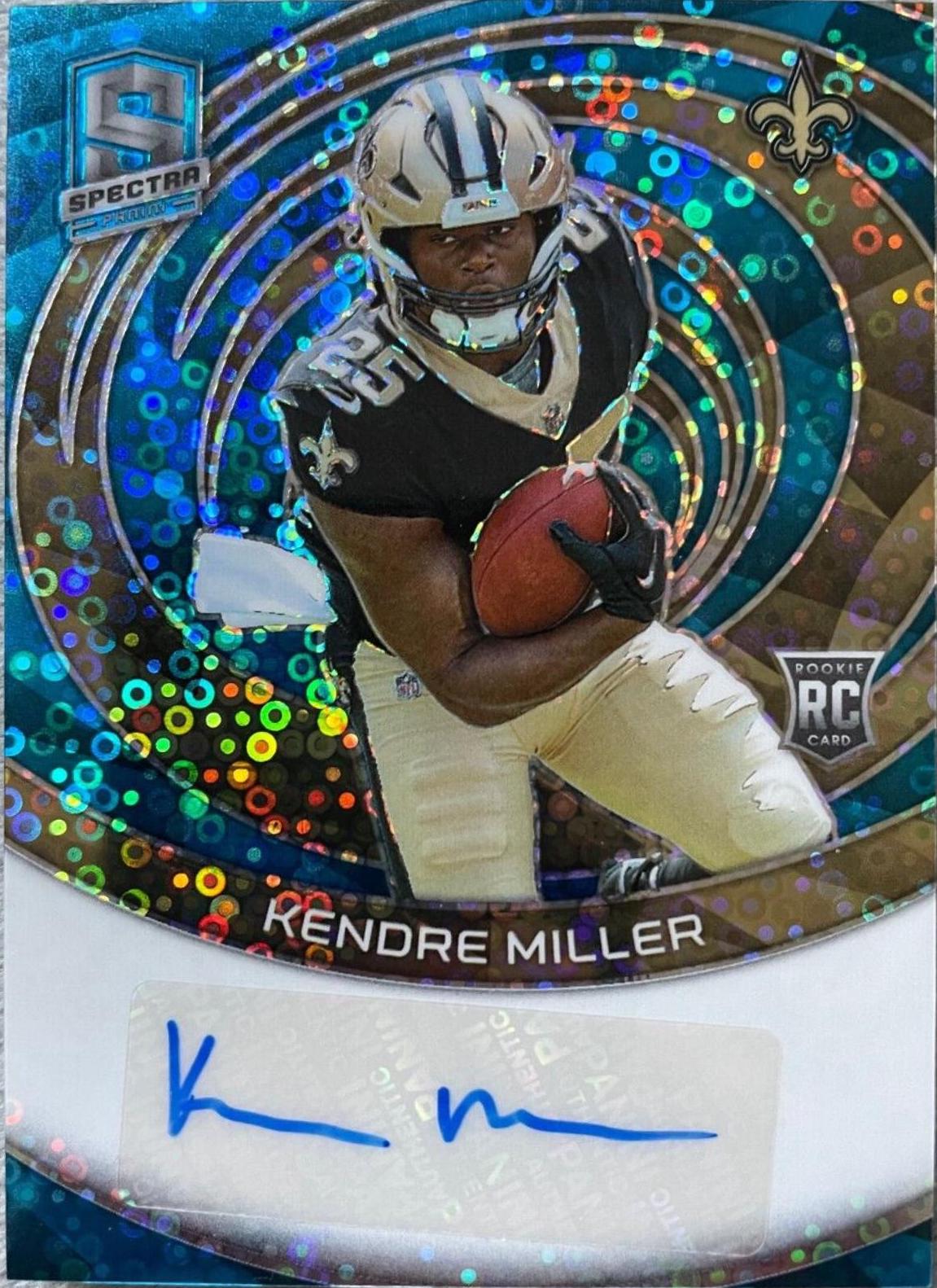 Kendre Miller #19 Football Cards 2023 Panini Spectra Rookie Autograph Neon Blue