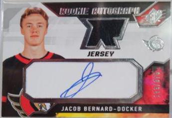 Jacob Bernard Docker #BE Hockey Cards 2021 SPx Rookie Auto Jersey