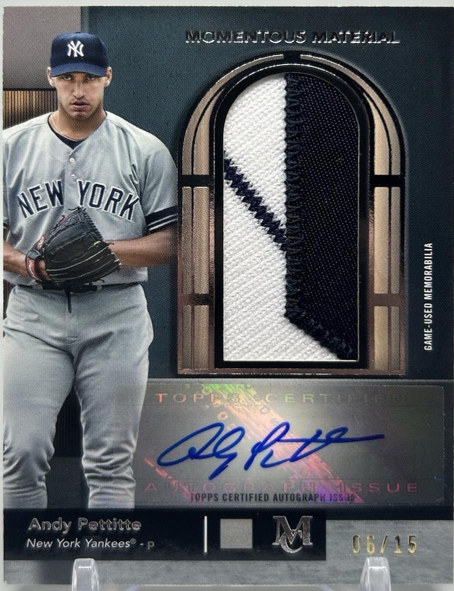 Andy Pettitte #MMJPA-AP Baseball Cards 2024 Topps Museum Collection Momentous Material Jumbo Patch Autograph