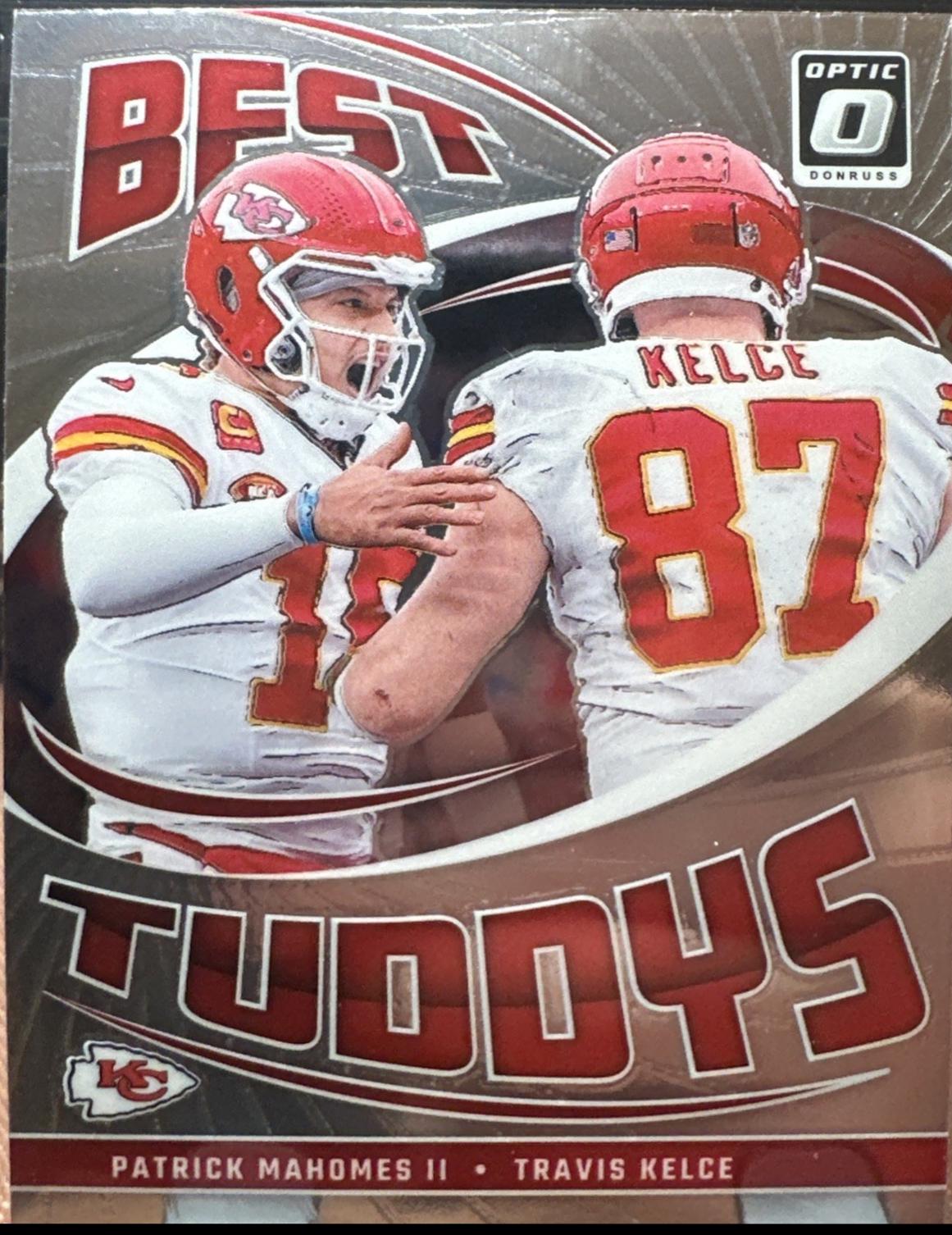Patrick Mahomes II / Travis Kelce #16 Football Cards 2024 Panini Donruss Optic Best Tuddys