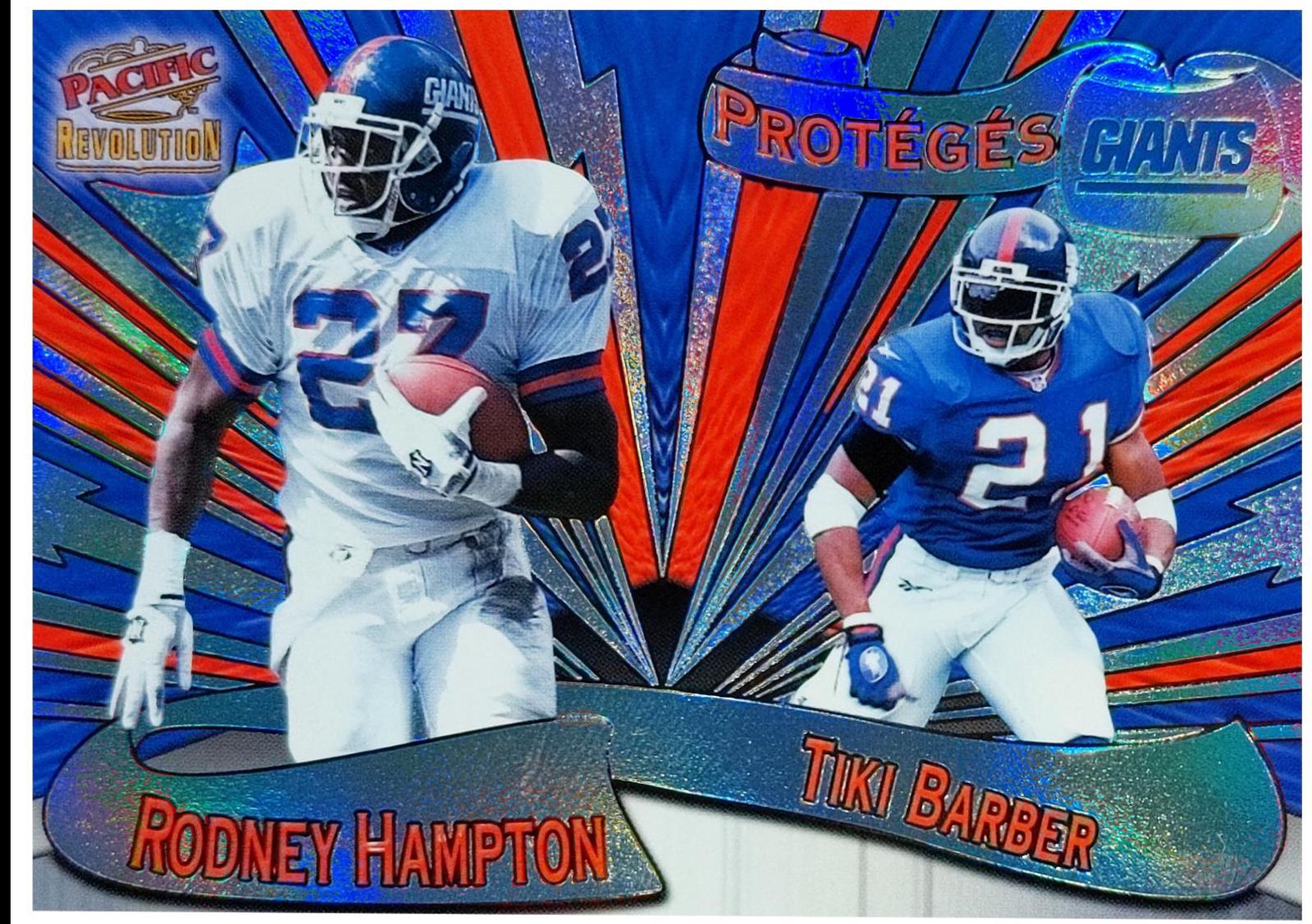 Rodney Hampton, Tiki Barber #14 Football Cards 1997 Pacific Revolution Proteges