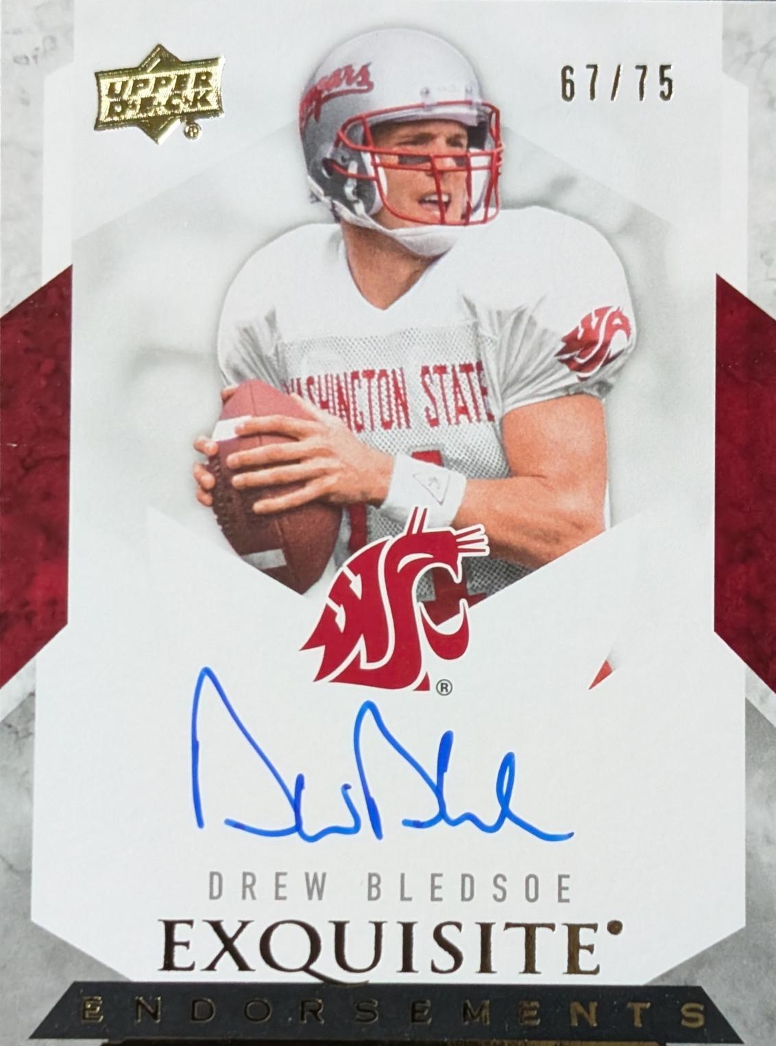 Drew Bledsoe #EE-DB Football Cards 2012 Upper Deck Exquisite Collection Endorsement Signatures