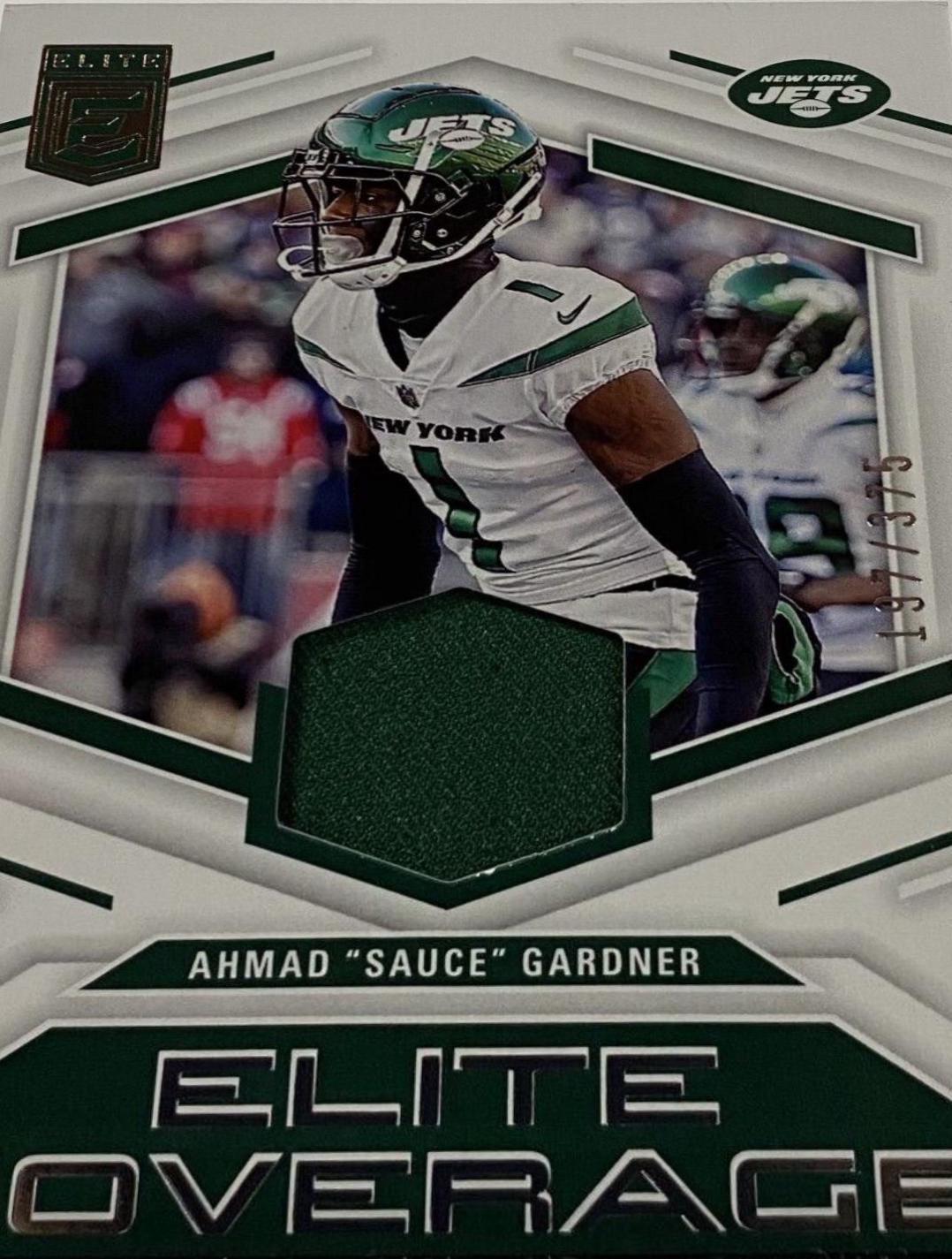 Ahmad 'Sauce' Gardner #4 Football Cards 2023 Panini Donruss Elite Coverage