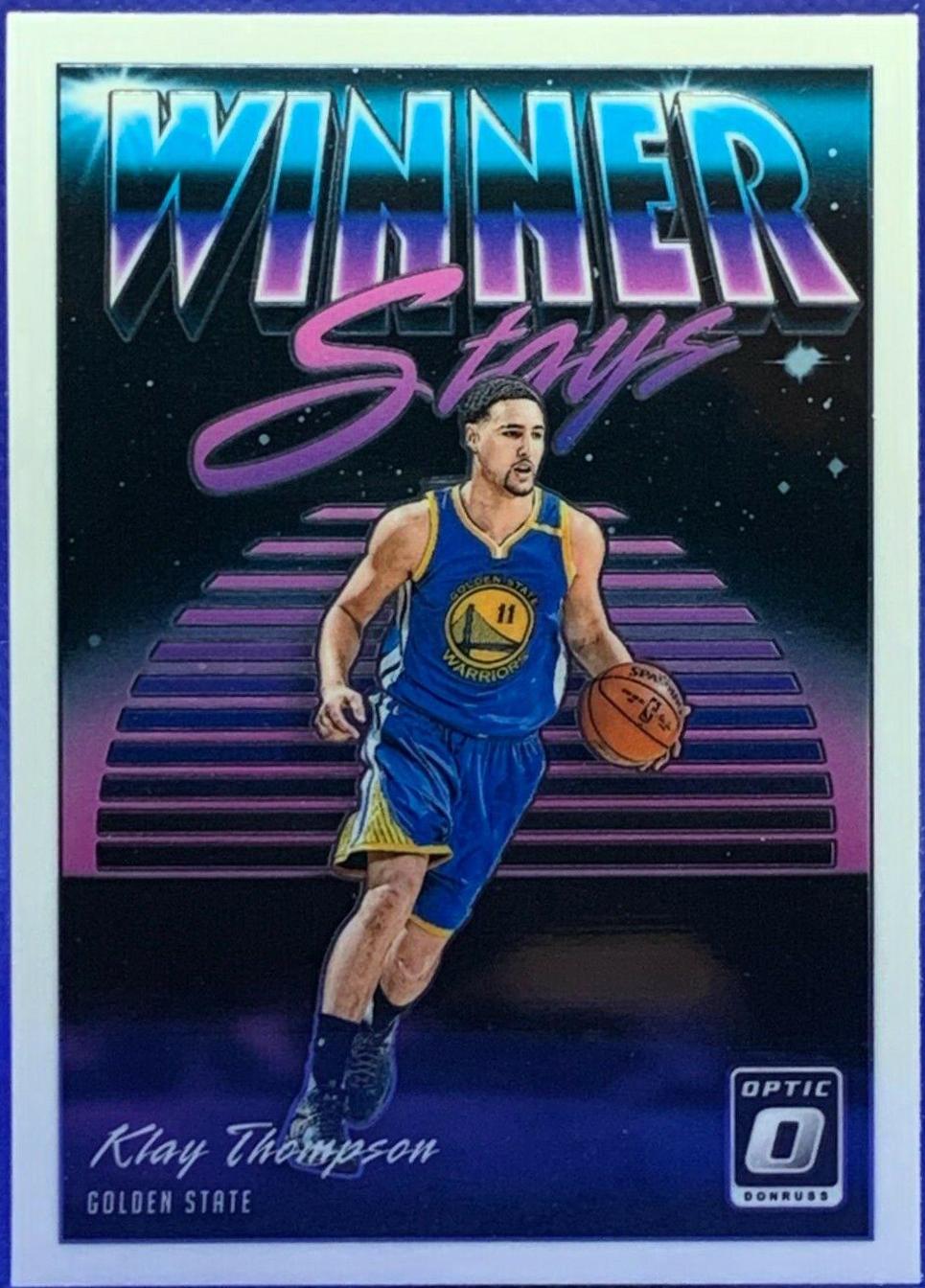 Klay Thompson #7 Basketball Cards 2018 Panini Donruss Optic Winner Stays