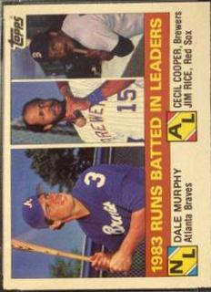 1983 Runs Batted In Leaders: Dale Murphy / Cecil Cooper / Jim Rice